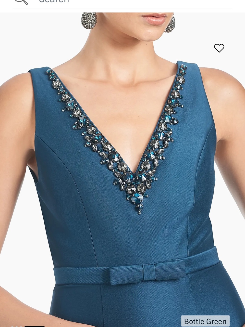 Sachin + Babi Teal Bottle Green V-Neck Embellished Maxi Dress